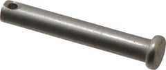 Made in USA - 1/4" Pin Diam, 1-5/8" OAL, Standard Clevis Pin - 3/32" Hole, 1-17/32" Usable Length, Uncoated Stainless Steel - Caliber Tooling