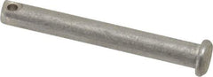 Made in USA - 1/4" Pin Diam, 2" OAL, Standard Clevis Pin - 3/32" Hole, 1-29/32" Usable Length, Uncoated Stainless Steel - Caliber Tooling