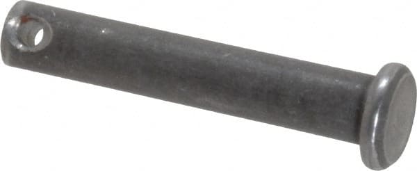 Made in USA - 1/4" Pin Diam, 1-3/8" OAL, Standard Clevis Pin - 3/32" Hole, 1-9/32" Usable Length, Uncoated Steel - Caliber Tooling