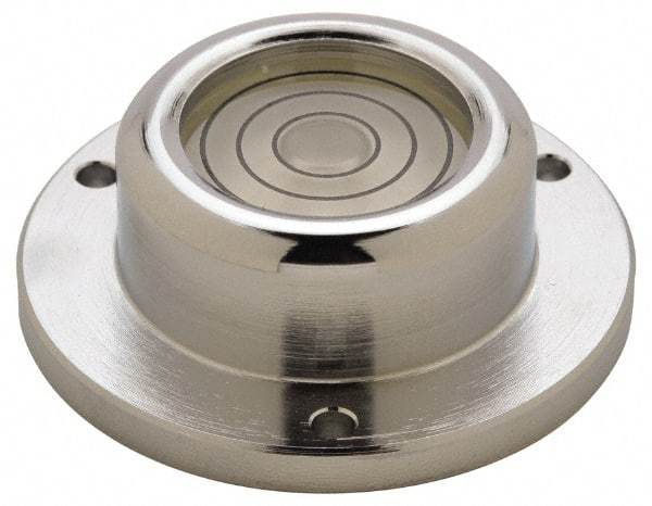 Geier & Bluhm, Inc. - 1-3/4 Inch Base Diameter x 0.63 Inch Overall Height, 3 Circles, Brass Bull's Eye Circular Level - 0.3 Inch Vial Diameter, 13/16 Inch Inner Diameter, 0.12 Inch Mounting Hole Diameter, 30 min Sensitivity, -40 to 150°F - Caliber Tooling