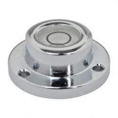 Geier & Bluhm, Inc. - 3/4 Inch Base Diameter x 0.31 Inch Overall Height, 1 Circle, Brass Bull's Eye Circular Level - 0.18 Inch Vial Diameter, 5/16 Inch Inner Diameter, 0.076 Inch Mounting Hole Diameter, 0.1 Inch Sensitivity, -40 to 165°F - Caliber Tooling