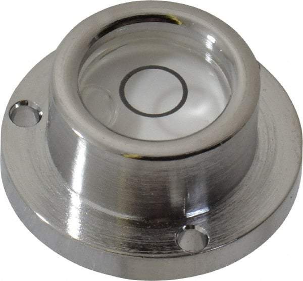 Geier & Bluhm, Inc. - 1 Inch Base Diameter x 0.44 Inch Overall Height, 1 Circle, Brass Bull's Eye Circular Level - 0.22 Inch Vial Diameter, 1/2 Inch Inner Diameter, 0.093 Inch Mounting Hole Diameter, 0.1 Inch Sensitivity, -40 to 165°F - Caliber Tooling