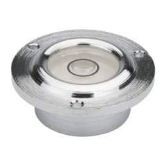 Geier & Bluhm, Inc. - 11/16 Inch Base Diameter x 0.41 Inch Overall Height, 1 Circle, Brass Bull's Eye Circular Level - 0.22 Inch Vial Diameter, 1/2 Inch Inner Diameter, 0.07 Inch Mounting Hole Diameter, 0.1 Inch Sensitivity, -40 to 165°F - Caliber Tooling