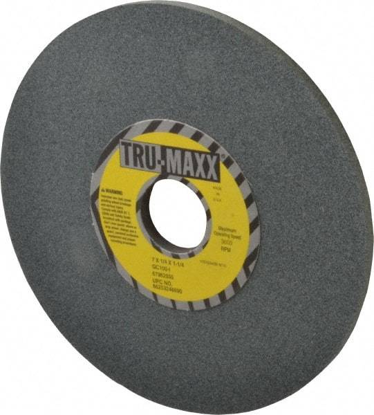 Tru-Maxx - 7" Diam x 1-1/4" Hole x 1/4" Thick, I Hardness, 100 Grit Surface Grinding Wheel - Silicon Carbide, Type 1, Fine Grade, 3,600 Max RPM, Vitrified Bond, No Recess - Caliber Tooling