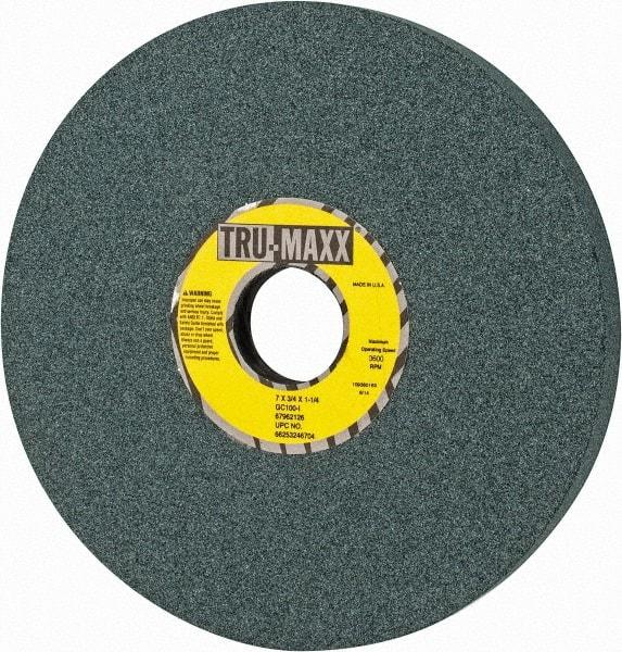 Tru-Maxx - 7" Diam x 1-1/4" Hole x 3/4" Thick, I Hardness, 100 Grit Surface Grinding Wheel - Silicon Carbide, Type 5, Fine Grade, 3,600 Max RPM, Vitrified Bond, One-Side Recess - Caliber Tooling