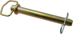 Made in USA - 1" Pin Diam, 8" Long, Zinc Plated Steel Pull Ring Hitch Pin - 7" Usable Length - Caliber Tooling