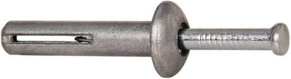 Powers Fasteners - 1/4" Diam, 1/4" Drill, 1-1/4" OAL, 1-7/8" Min Embedment Hammer Drive Concrete Anchor - Steel (Drive Pin)/Zamac Alloy (Body), Zinc-Plated Finish, Mushroom Head - Caliber Tooling