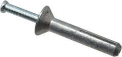 Powers Fasteners - 1/4" Diam, 1/4" Drill, 1-1/2" OAL, 7/8" Min Embedment Hammer Drive Concrete Anchor - Steel (Drive Pin)/Zamac Alloy (Body), Zinc-Plated Finish, Flat Head - Caliber Tooling