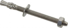 Powers Fasteners - 1/4" Diam, 1/4" Drill, 3-1/4" OAL, 1-1/4" Min Embedment Wedge Expansion Concrete Anchor - 304 Stainless Steel, Hex Nut Head, Hex Drive, 2-1/4" Thread Length - Caliber Tooling