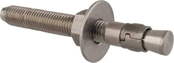 Powers Fasteners - 3/4" Diam, 3/4" Drill, 6-1/4" OAL, Wedge Expansion Concrete Anchor - 304 Stainless Steel, Hex Nut Head, Hex Drive, 4-3/8" Thread Length - Caliber Tooling