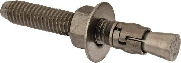 Powers Fasteners - 3/8" Diam, 3/8" Drill, 2-3/4" OAL, Wedge Expansion Concrete Anchor - 316 Stainless Steel, Hex Nut Head, Hex Drive, 1-5/8" Thread Length - Caliber Tooling