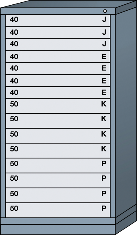 Eye Level-Standard Cabinet - 15 Drawers - 30 x 28-1/4 x 59-1/4" - Single Drawer Access - Caliber Tooling