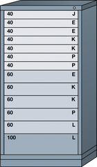 Eye Level-Standard Cabinet - 13 Drawers - 30 x 28-1/4 x 59-1/4" - Single Drawer Access - Caliber Tooling