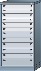 59.25 x 28.25 x 30'' (12 Drawers) - Pre-Engineered Modular Drawer Cabinet Eye-Level (244 Compartments) - Caliber Tooling