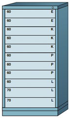 59.25 x 28.25 x 30'' (11 Drawers) - Pre-Engineered Modular Drawer Cabinet Eye-Level (192 Compartments) - Caliber Tooling