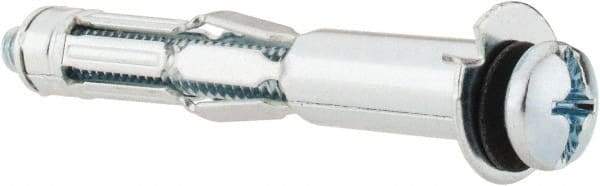 Powers Fasteners - 1/4" Screw, 7/16" Diam, 2-3/4" Long, 5/8 to 1-1/8" Thick, Sleeve Drywall & Hollow Wall Anchor - 7/16" Drill, Zinc Plated, Steel, Grade 5, Use in Concrete, & Masonry, Drywall, Plywood & Wallboard - Caliber Tooling