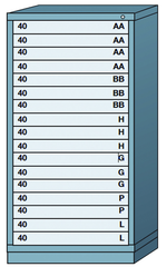 59.25 x 28.25 x 30'' (17 Drawers) - Pre-Engineered Modular Drawer Cabinet Eye-Level (591 Compartments) - Caliber Tooling