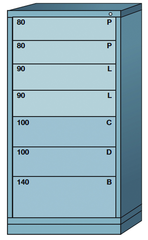 59.25 x 28.25 x 30'' (7 Drawers) - Pre-Engineered Modular Drawer Cabinet Eye-Level (77 Compartments) - Caliber Tooling