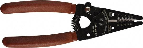 Paramount - 18 to 10 AWG Capacity Wire Stripper - 6" OAL, Plastic Dipped Handle - Caliber Tooling