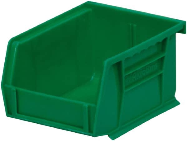 Akro-Mils - 10 Lb. Load Capacity, 5-3/8" Deep, Green Polymer Hopper Stacking Bin - 3" High x 4-1/8" Wide x 5-3/8" Long - Caliber Tooling