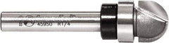 Amana Tool - 1/2" Cut Diam, 3/8" Length of Cut, 2 Flute Core Box Edge Profile Router Bit - Carbide-Tipped, 1/4" Shank Diam, 2" OAL, Uncoated - Caliber Tooling