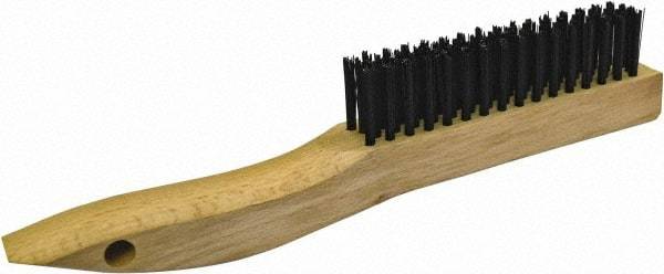 Gordon Brush - 4 Rows x 16 Columns Steel Plater Brush - 4-3/4" Brush Length, 10" OAL, 1-1/8 Trim Length, Wood Shoe Handle - Caliber Tooling