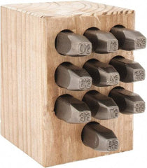 C.H. Hanson - 10 Piece, 1/4" Character Steel Stamp Set - Double Digit Figures, Double Digits - Caliber Tooling