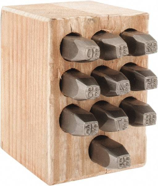 C.H. Hanson - 10 Piece, 1/4" Character Steel Stamp Set - Double Digit Figures, Double Digits - Caliber Tooling