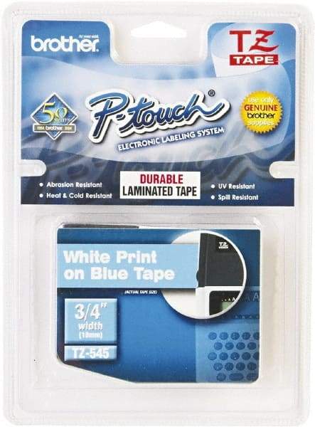 Brother - 3/4" Wide x 314.4" Long, Blue Plastic/Paper Tape Cassette - For Label Maker - Caliber Tooling