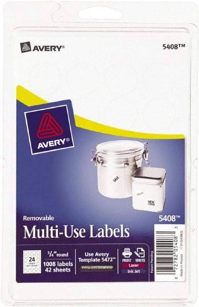 AVERY - 3/4" Wide x 3/4" Long, White Paper Color Coding Labels - For Multi-Use - Caliber Tooling