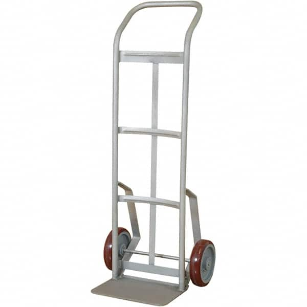 Wesco Industrial Products - 600 Lb Capacity 48" OAH Hand Truck - 7-1/2 x 14" Base Plate, Swept Back, Continuous Handle, Stainless Steel, Polyurethane Wheels - Caliber Tooling