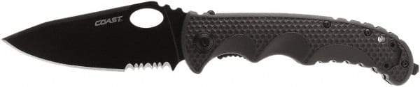 Coast Cutlery - 3-29/32" Blade, 8.9" OAL, Tactical Knife - 5" Closed Length, Glass-Filled Nylon - Caliber Tooling