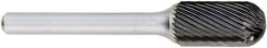 OSG - 3/4" Cut Diam, 1/4" Shank Diam, Cylinder with Radius Head Fluted Cut Burr - Carbide, Radius End, 1" LOC, 2" OAL - Caliber Tooling