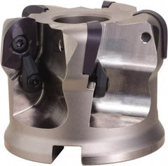 OSG - 6 Inserts, 3.397" Cutter Diam, 0.118" Max Depth of Cut, Indexable High-Feed Face Mill - 1-1/4" Arbor Hole Diam, 2.48" High, DFR20R100M31.7-06 Toolholder, ADMT20.. Inserts, Series PHOENIX-PDR - Caliber Tooling