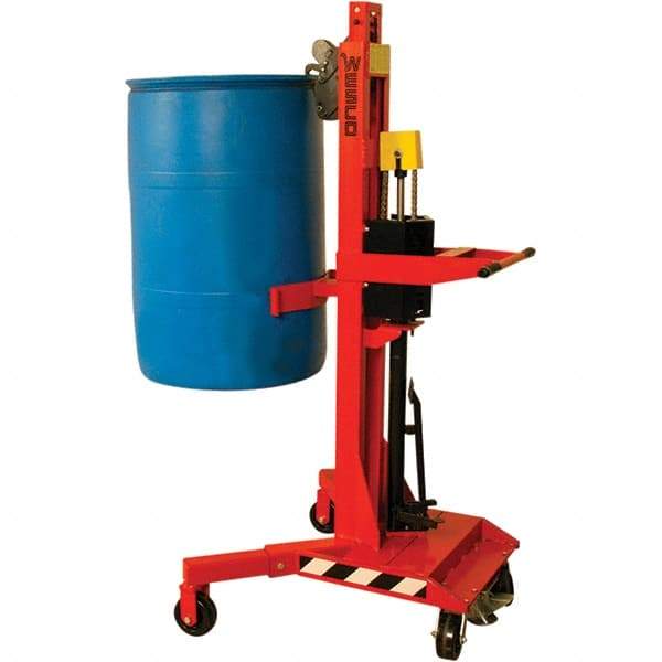 Wesco Industrial Products - 1,100 Lb Load Capacity, 30, 55 & 85 Gal Drum Grab - 41" Wide x 66" High, 4 Steel Wheels - Caliber Tooling