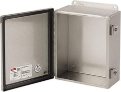 nVent Hoffman - Stainless Steel Junction Box Enclosure Hinge Flat Cover - NEMA 4, 12, 13, 4X, 12" Wide x 14" High x 6" Deep - Caliber Tooling