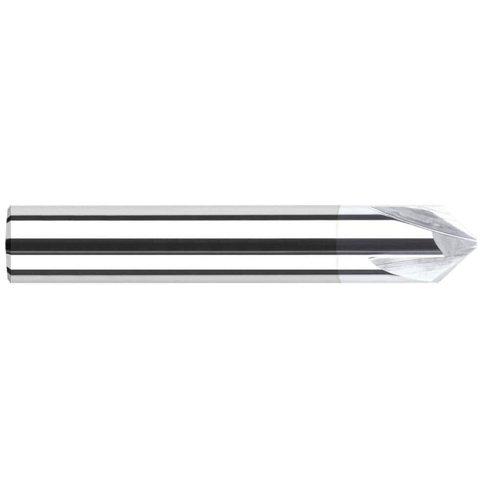 Chamfer Mill: 0.25″ Dia, 4 Flutes, Solid Carbide 2-1/2″ OAL, 1″ Shank Dia, TiB2 Coated