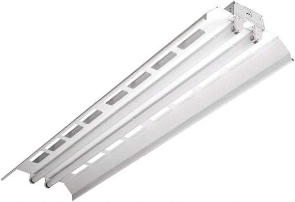 Cooper Lighting - 2 Lamps, 32 Watts, Fluorescent, Low Bay Fixture - 48" Long x 4-5/8" High x 12" Wide, 120-277 Volt, Steel Housing, 8% Uplight - Caliber Tooling