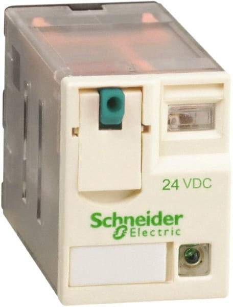 Square D - 8 Pins, Ice Cube Electromechanical Plug-in General Purpose Relay - 12 Amp at 277 V, DPDT, 24 VDC, 21mm Wide x 40mm High x 27mm Deep - Caliber Tooling