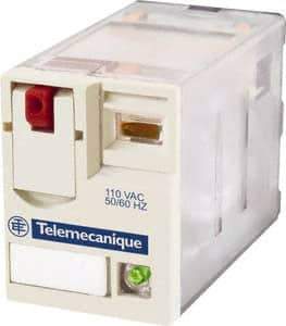 Schneider Electric - 2,500 VA Power Rating, Electromechanical Plug-in General Purpose Relay - 10 Amp at 250/277 VAC & 28/30 VDC, 5 at 250 VAC & 28 VDC, 3CO, 110 VDC - Caliber Tooling