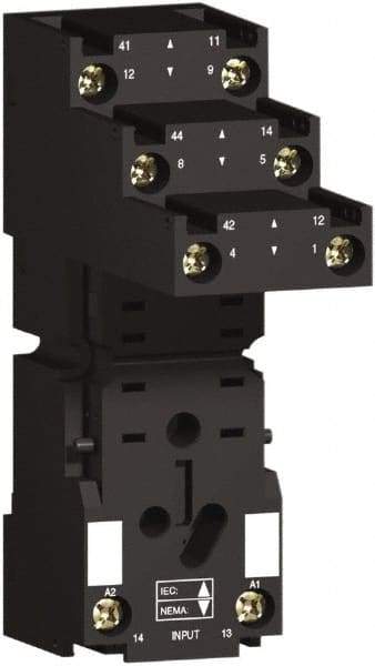 Square D - 8 Pins, 250 Volt, 5 and 12 Amp, DPDT, Ice Cube Relay Socket - DIN Rail Mount, Screw Panel Mount, Screw Terminal - Caliber Tooling