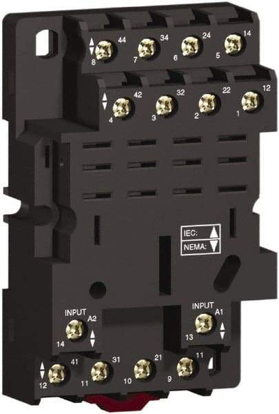 Square D - 14 Pins, 250 Volt, 16 Amp, 4PDT, Ice Cube Relay Socket - DIN Rail Mount, Screw Panel Mount, Screw Clamp Terminal - Caliber Tooling