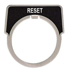 Square D - Half Round, Metal Legend Plate - Reset - Black Background, White Letters, 30mm Hole Diameter - Caliber Tooling