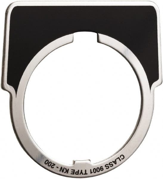 Square D - Metal Legend Plate - Jog - Black Background, White Letters, 30mm Hole Diameter - Caliber Tooling