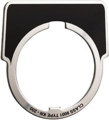 Square D - Metal Legend Plate - Jog - Black Background, White Letters, 30mm Hole Diameter - Caliber Tooling