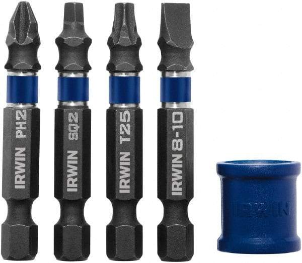 Irwin - 5 Piece, Phillips, Square, Torx, Slotted Handle, Power Bit Set - #2 - Caliber Tooling