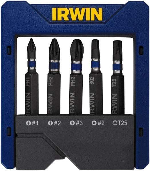 Irwin - 5 Piece, Phillips, Square, Torx Handle, Power Bit Set - #2 - Caliber Tooling