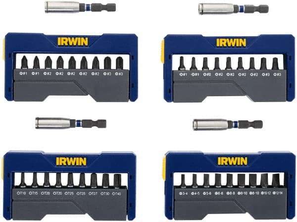 Irwin - 40 Piece, Phillips, Square, Torx, Slotted Handle, Insert Bit Set - #1 to #3 - Caliber Tooling