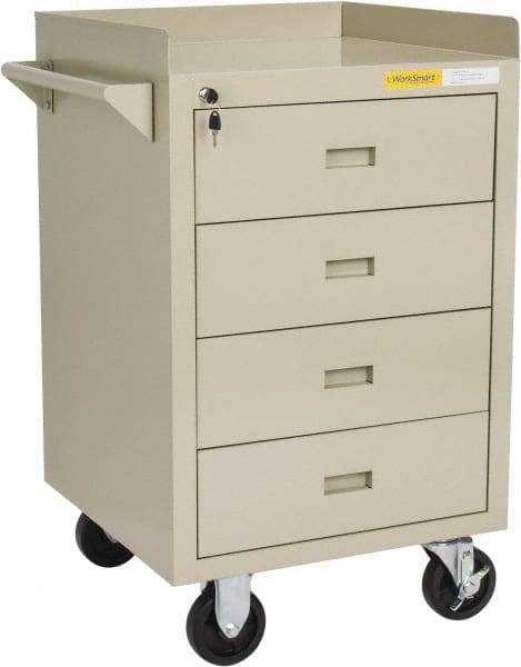 Value Collection - 600 Lb Capacity, 4 Drawer Mobile Bench - 23" Wide x 22" Deep x 38.19" High, Steel, Putty - Caliber Tooling