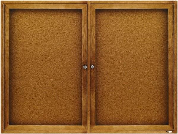 Quartet - 48" Wide x 36" High Enclosed Cork Bulletin Board - Natural (Color) - Caliber Tooling